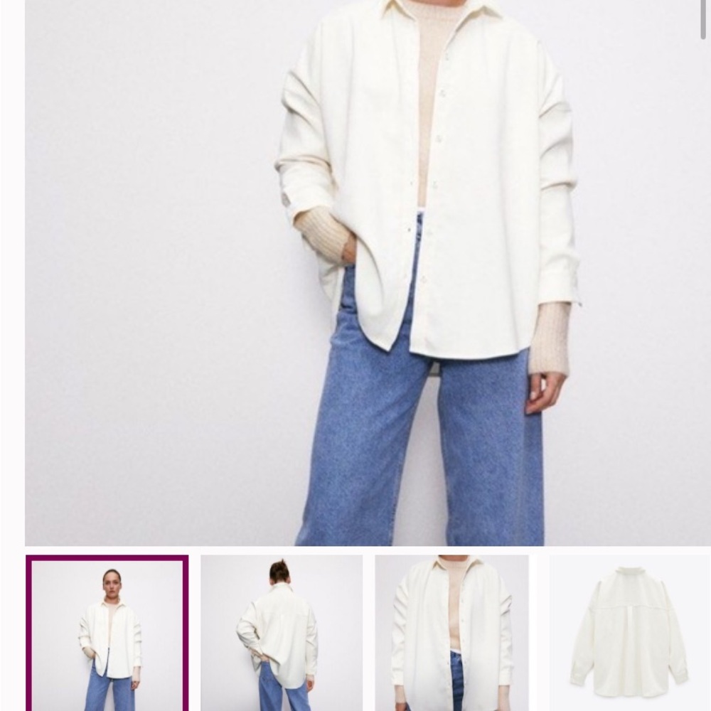 Zara Cream Button-Down Shirt for Women